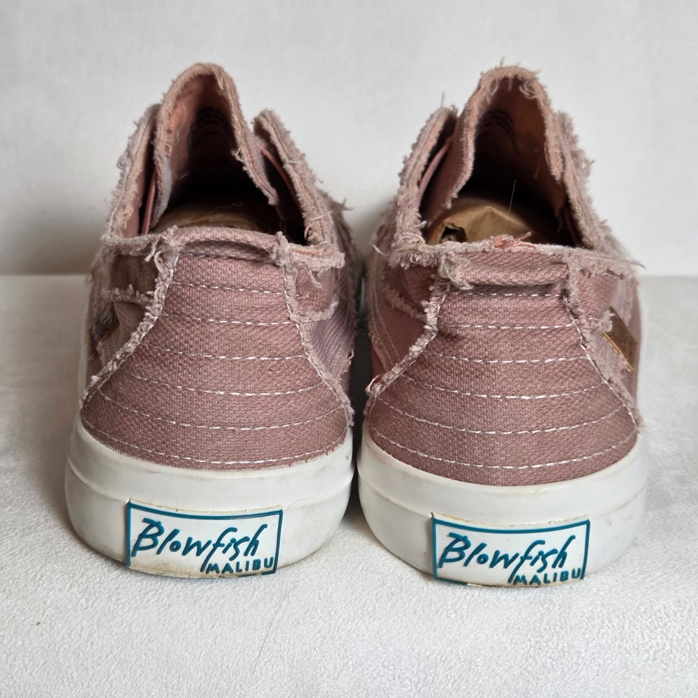Blowfish Malibu Marley Womens 9 Pink Canvas Slip On Sneakers Distressed - Picture 8 of 9